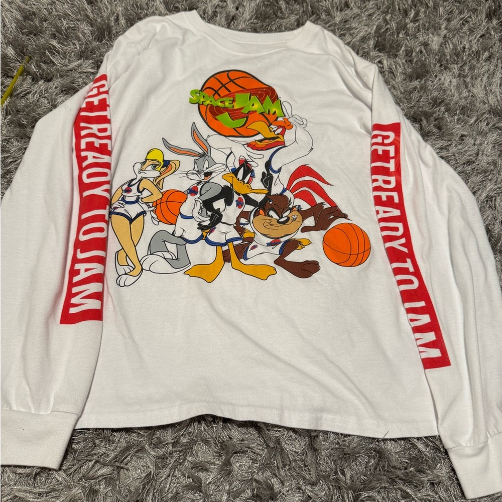 Men’s Space Jam Size M White Long Sleeve Tee